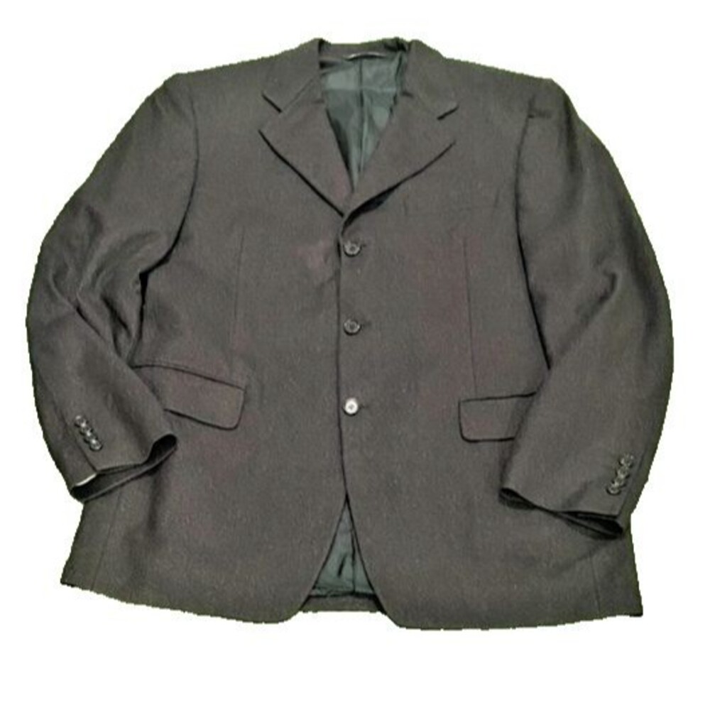 Canali Mens Black 3-Button Virgin Wool Blazer Sport Coat Made in Italy Size 50R